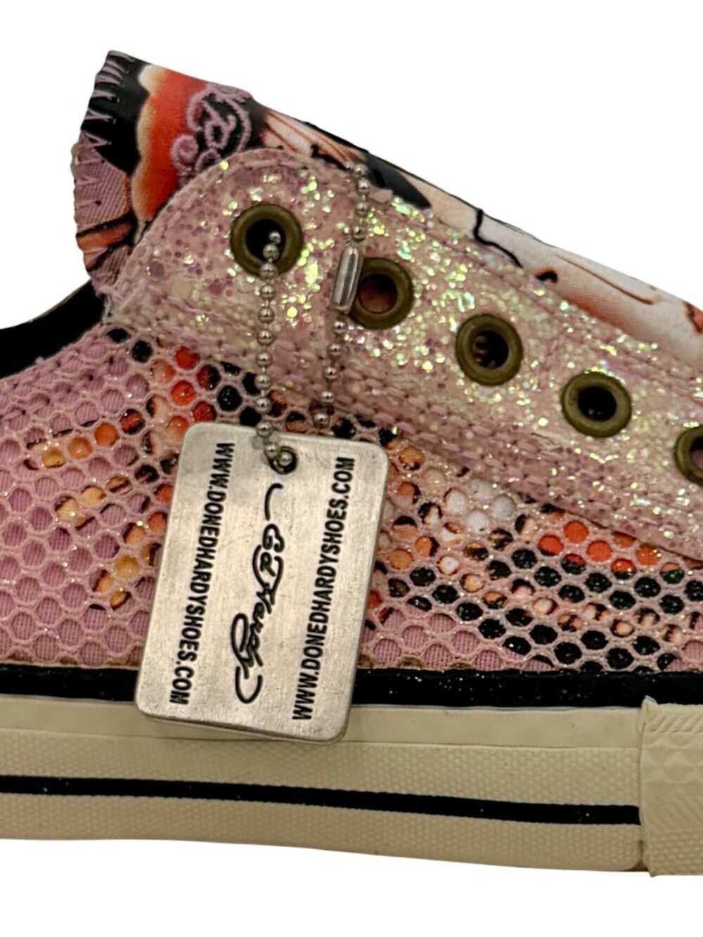 VTG Ed Hardy Pink Canvas Tattoo Graphic Sneakers | Y2K Streetwear Grunge Skater - Picture 11 of 16